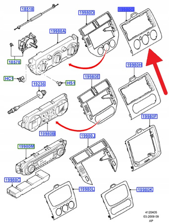 RAMKA PANELU CENTRALNEGO FORD FOCUS 2004- 1387389 _ 4M51-18522-LD35QB