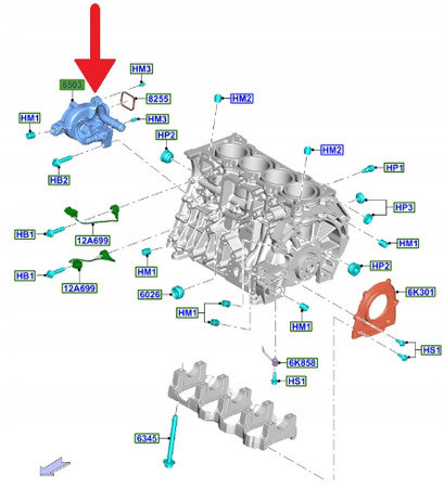 OBUDOWA POMPY WODY 2.0L ECOBOOST FORD KUGA 2020- 2519464 _ K2GE-8C501-BD
