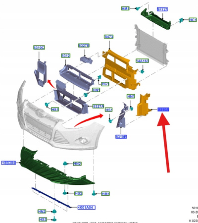 KIEROWNICA POWIETRZA LEWA PRZÓD FOCUS 2011- 2018 OE 1749571 _ BM51-8311-AC