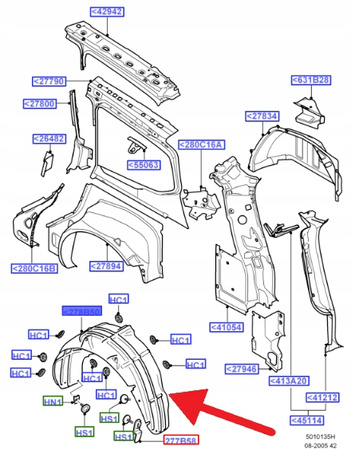 NADKOLE LEWE TYLNE FORD FOCUS KOMBI Mk2 2004- OE 1492037 _ 4M51-N278B51-AF