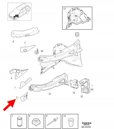 WSPORNIK PODŁUŻNICY PRAWY PRZÓD VOLVO XC90 2016- XC60 OEM/OE 31420629
