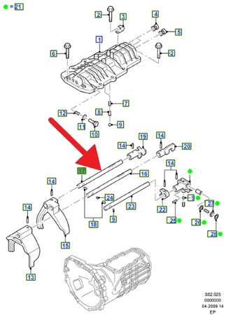 WAŁEK WYBIERAKA 1 2 BIEGU FORD RANGER 2006- OE 1450559 _ 6M34-7240-BA