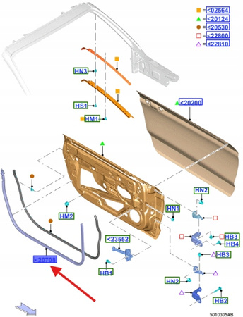 USCZELKA NADWOZIA DRZWI LEWA FORD MUSTANG 2015- 2561403 _ FR3B-7620709-AF