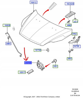 ZAMEK MASKI FORD FOCUS MK2 C-MAX Mk1 KUGA Mk1_4895286_3M51-16700-BC
