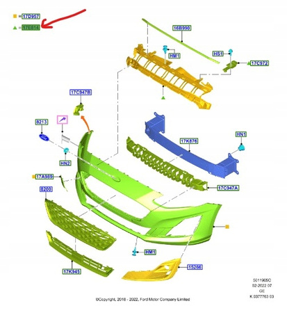 WZMOCNIENIE ZDERZAKA PRZÓD FORD FOCUS MK4 2018- 2201285 _ JX7B-17E778-A1B