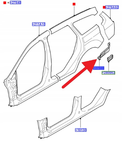WZMOCNIENIE BŁOTNIKA LEWY TYŁ FOCUS 2004- 2011 OE 1357196 _ 4M51-N279A93-AC