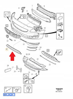 GRILL ATRAPA ZDERZAKA PRZÓD PDC VOLVO S60 V60 2014- CC OE 31323859