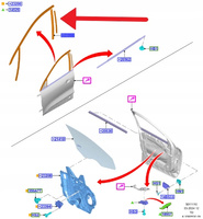 USZCZELKA SZYBY DRZWI LEWY PRZÓD FORD KUGA 2020- 2639716 _ LV4B-S21511-DD