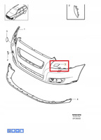 ZAŚLEPKA SPRYSKIWACZA REFLEKTORA LEWA VOLVO S40 V50 08- OE 39886377