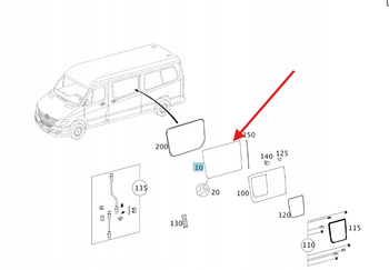 Szyba boczna prawa Mercedes Sprinter W906 A9067350309