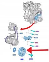 KOŁO PASOWE WAŁU 1.0 EB FORD FIESTA PUMA FOCUS 2018- 2309565 _ H6BG-6316-AC