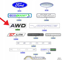 EMBLEMAT NAPIS "AWD" TYŁ FORD TRANSIT KUGA 2020- 2116039 _ GJ54-16636-DA