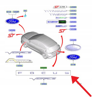 EMBLEMAT "FOCUS" TYŁ FORD FOCUS Mk4 2018- OE 2490682 _ JX7B-R42528-AB