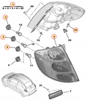 LAMPA TYLNA PRAWA CITROEN C3 PLURIEL OE 6351R6