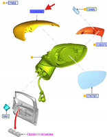 OBUDOWA LUSTERKA LEWA FORD B-MAX 2012- 1769629 _ 8A61-17K747-BE5CTS