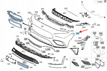 PRAWY ŚLIZG MOCOWANIE ZDERZAKA PRZÓD MERCEDES CLA W118 OE A1188850301