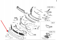 LISTWA ŚRODKOWA ZDERZAKA PRZÓD CHROM MERCEDES S klasa W222 OE A2228857600