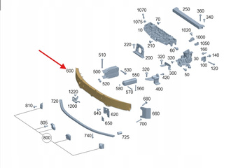 BELKA ZDERZAKA PRZÓD MERCEDES EQE W295 EQS W297 OE A2976202500
