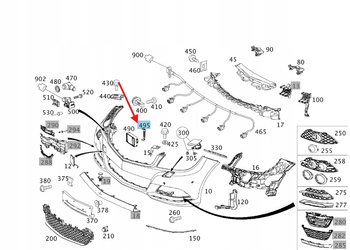 MOCOWANIE UCHWYT RADARU MERCEDES C W204 E W213 W166 W218 OE A2128850314