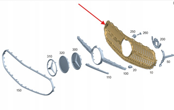 GRILL ATRAPA ZDERZAKA PRZÓD MERCEDES C klasa W206 OE A2068883800