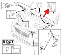 PRAWA OSŁONA ZAŚLEPKA ZAWIASU MASKI VOLVO XC40 EX40 2018- C40 OE 31479539