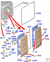 ZAWIAS DRZWI TYLNYCH PRAWYCH TRANSIT 2017- OE 2635096 _ HK31-V42982-AE