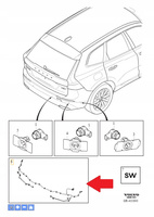 Wiązka przewodów czujników parkowania tył Volvo OE 31427916