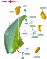 REFLEKTOR PRAWA STRONA FOCUS 2014-19 2071505 _ F1EB-13W029-AD