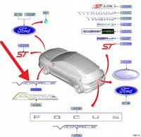EMBLEMAT VIGNALE NA BŁOTNIK LEWA FORD FOCUS 2018- 2218131 _ JX7B-16B115-AB