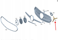 PRAWY UCHWYT MOCOWANIE GRILLA PRZÓD MERCEDES C klasa W206 OE A2068886000