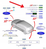 EMBLEMAT NAPIS "TITANIUM" TYŁ FORD BMAX KUGA 2012- 2195804 _ JX7B-42528-AA